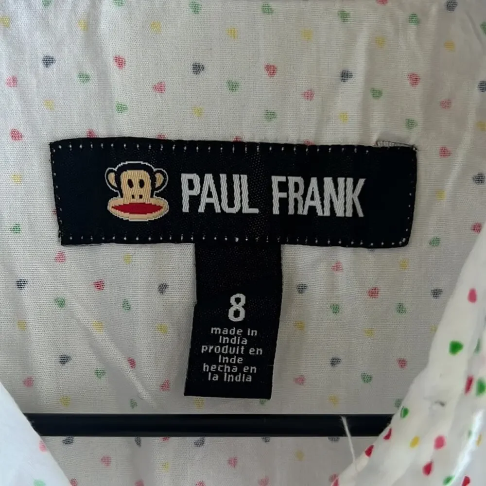 NWT Paul Frank Heart Polka Dot Cotton Sleep Dress Front Button Collar Nostalgic